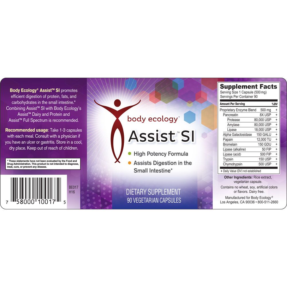 Body Ecology Assist SI high potency formual that assists digestion in the small intestine gentle gluten free Dairy free