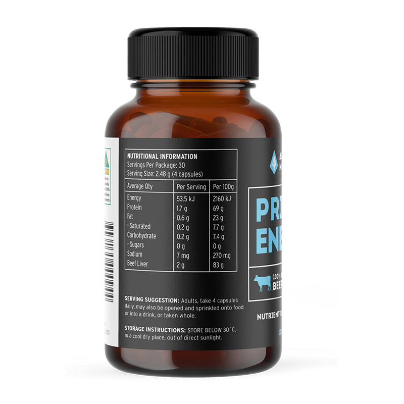 Ancestral Nutrition PRIMAL ENERGY Grass Fed Beef Liver 120 caps