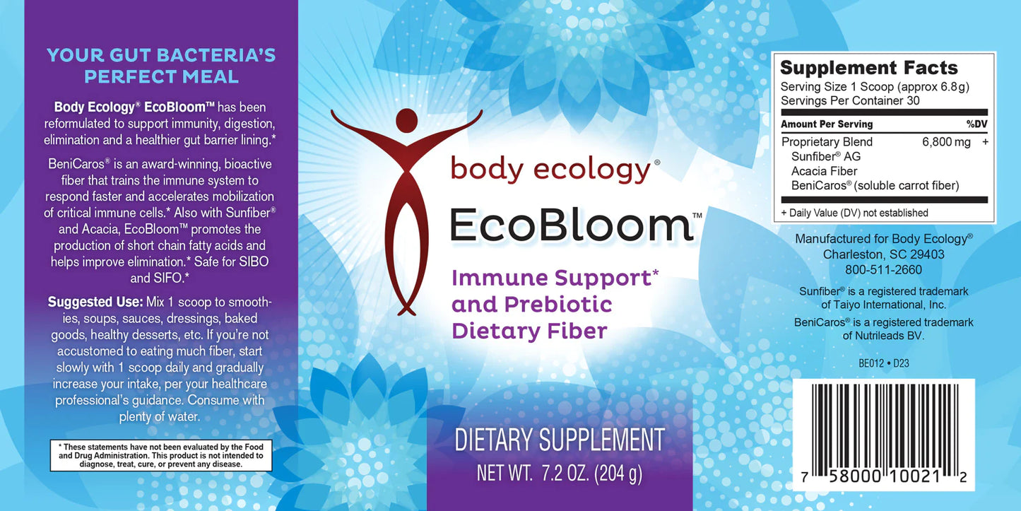 Ecobloom Supporting smoother, more complete digestion and elimination Managing bloating, gas, and occasional digestive discomfort IBS, SIBO, and SIFO friendly Promoting a healthy immune system