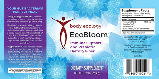 Ecobloom Supporting smoother, more complete digestion and elimination Managing bloating, gas, and occasional digestive discomfort IBS, SIBO, and SIFO friendly Promoting a healthy immune system