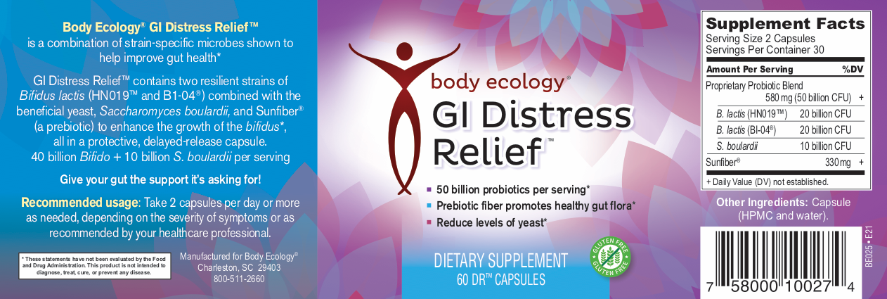 GI Distress Relief™ is Body Ecology’s key to high-quality, live probiotic products. Probiotics are live bacteria and yeasts that are proven to support a healthy digestive system