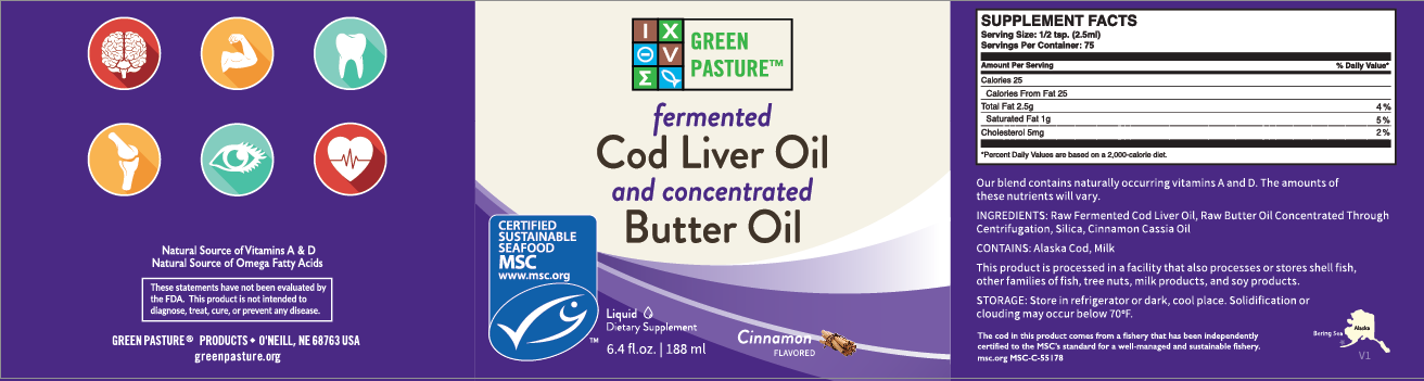 Green Pasture Blue Ice Royal Blend Fermented Cod Liver Oil Gel with Concentrated Butter Oil Cinnamon Tingle 188ml - Nourishing Ecology