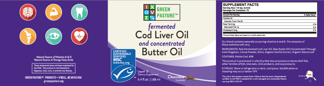 Green Pasture Blue Ice Royal Blend Fermented Cod Liver Oil & Concentrated Butter Oil Chocolate Cream Gel 188ml - Nourishing Ecology