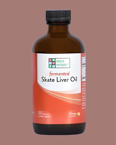 Green Pasture- Blue Ice Fermented Skate Liver Oil Liquid - Spicy Orange - 180ml - Nourishing Ecology pineal gland k2 cleans blood vessels