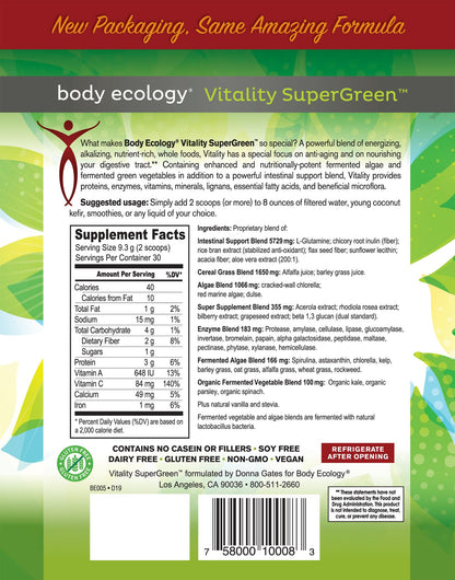 Body Ecology Vitality Super Green Fermented Probiotic Drink Energy lose weight fast delivery Australia Nourishing Ecology
