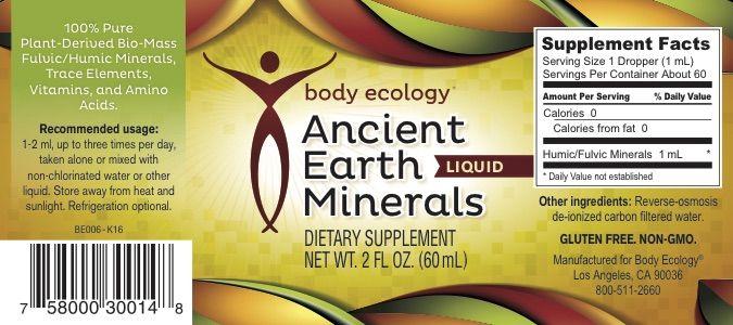 Body Ecology Ancient Earth Minerals Liquid Vegan vegetarian Australia Nourishing Ecology Fumic Humic minerals trace elements vitamins and amino acids