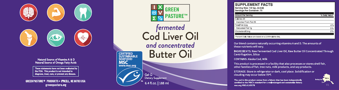 Green Pasture Blue Ice UNFLAVOURED Royal Fermented Cod Liver Oil Butter Oil Gel