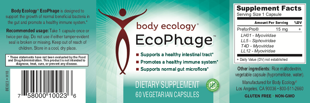 Body Ecology EcoPhage supports a healthy intestinal track, immune system, normal gut microflora, SIBO or digestive disorders